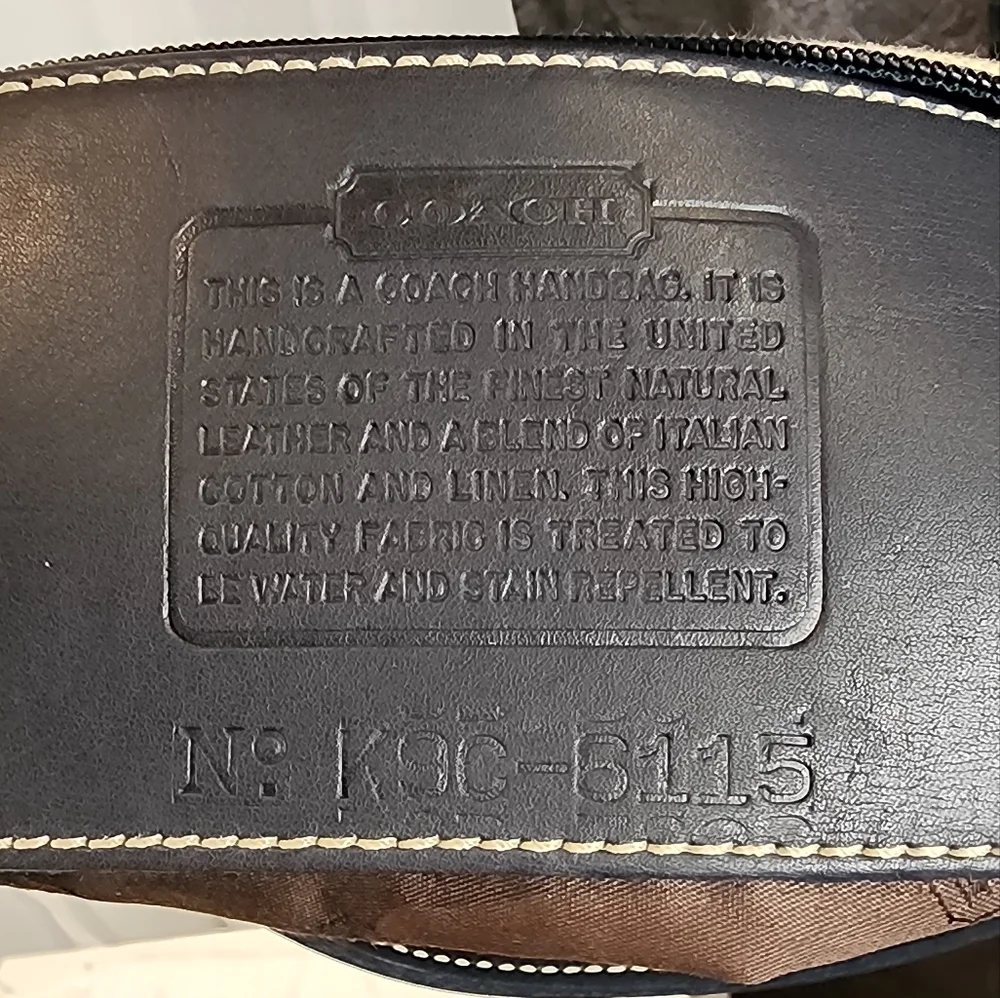 Vintage Coach Linen With Navy Leather Pochette #6115